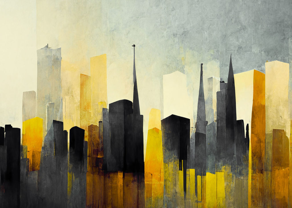 City skyline, artwork